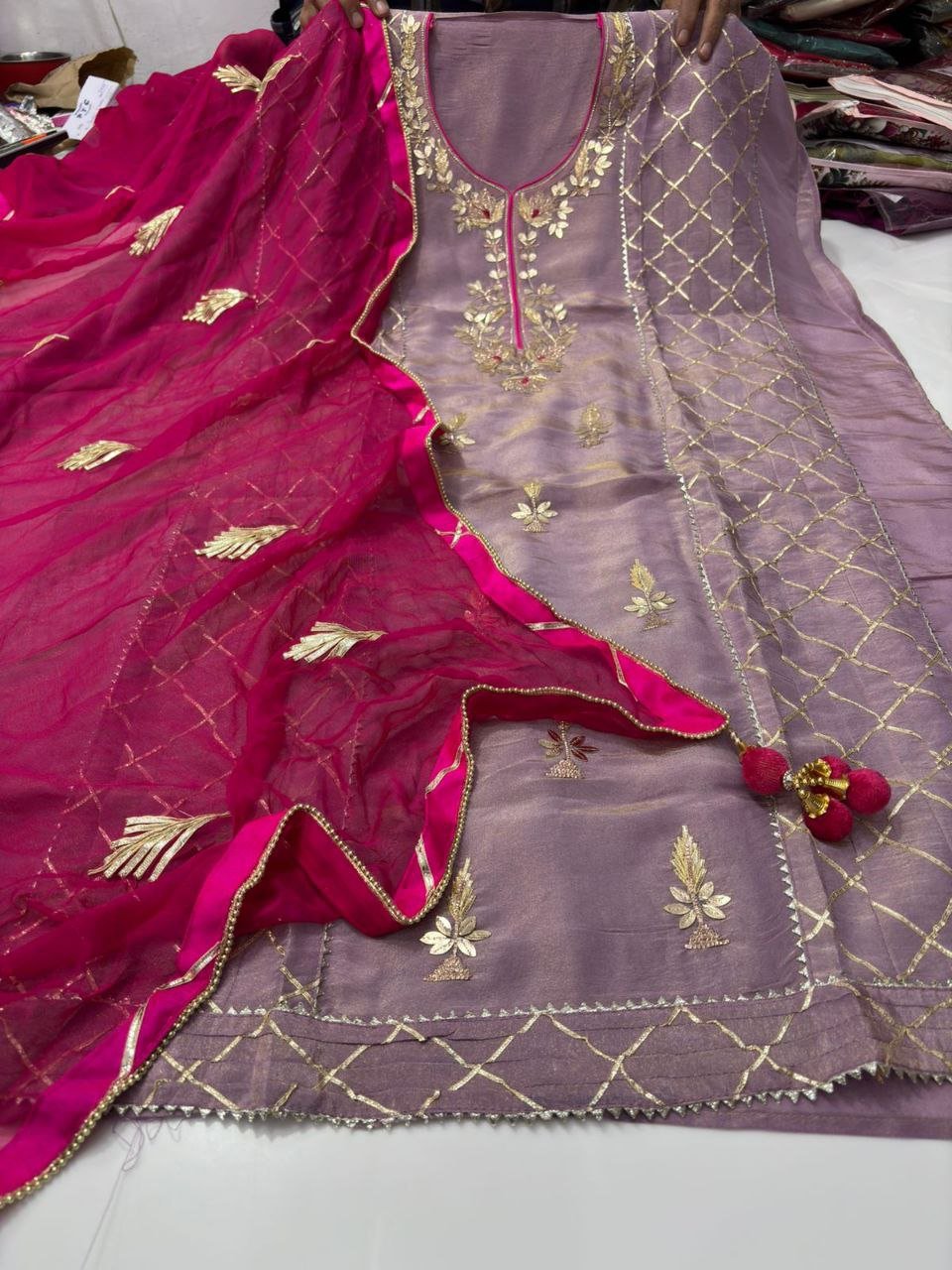 photo_2025-11-14_15-28-02 KDH Exclusive – Pure Shimar Gota Work Suit Set - Image 1