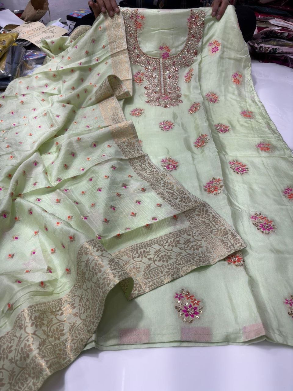 photo_2025-11-14_15-33-02 KDH Exclusive – Pure Upada Silk Dabka Work Designer Suit - Image 1